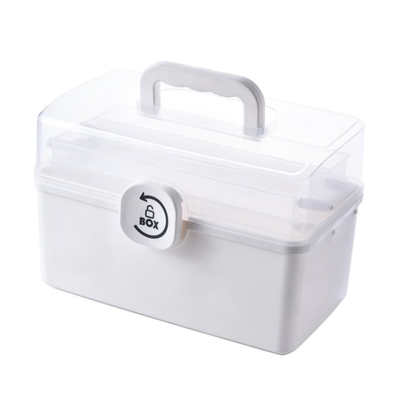 Luoshdecor Plastic Medicine Storage Box 3-Tier,Organizer Home Emergencies First Aid Kit Pill Case with Handle for Home, Travel, Camping, College