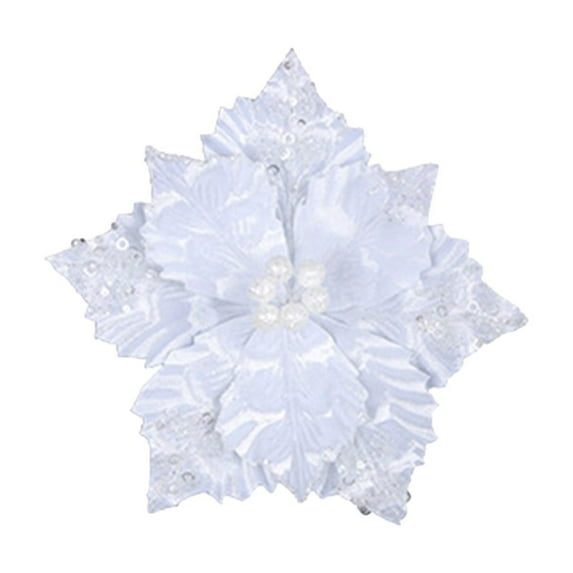 Luoshdecor Poinsettia Artificial Christmas Flowers,Sequined Christmas Poinsettia Flower Picks for Wedding Party Wreath Decoration 10.6 in