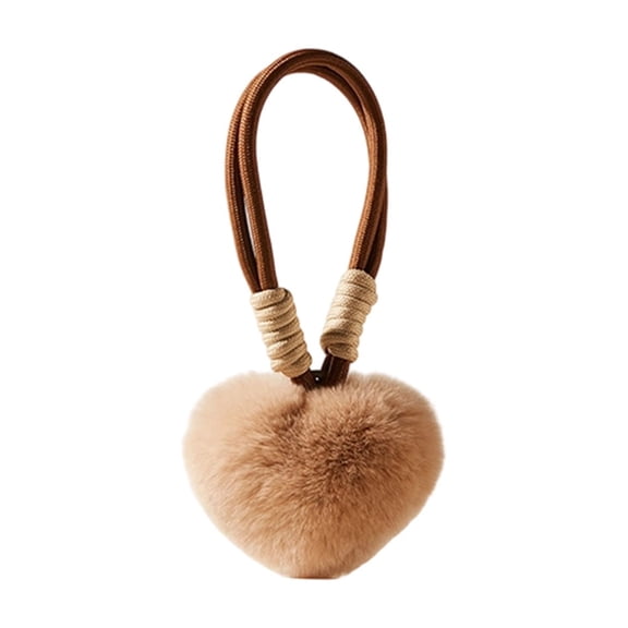 Luoshdecor Pom Pom Plush Heart Keychain,Soft Plush Charm Ring Fluffy Fur Ball for Tote Bag
