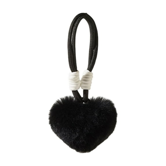 Luoshdecor Pom Pom Plush Heart Keychain,Soft Plush Charm Ring Fluffy Fur Ball for Tote Bag