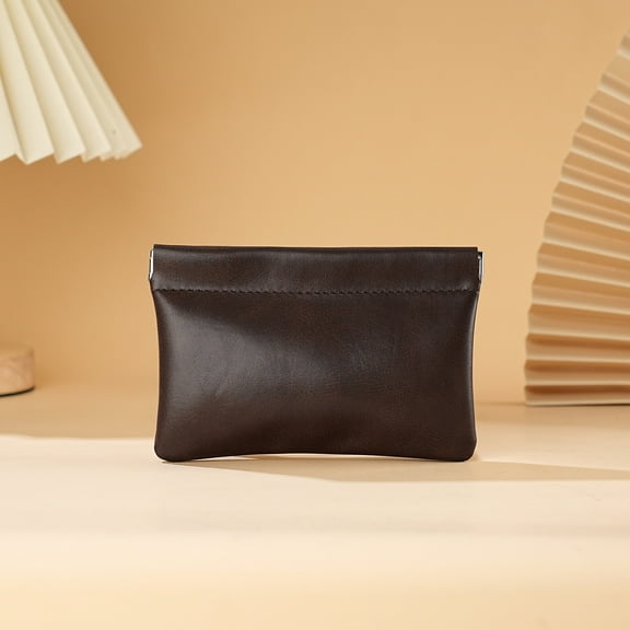 Luoshdecor Portable Leather Coin Purse, Small Travel Pouch Change Bag for Men Women