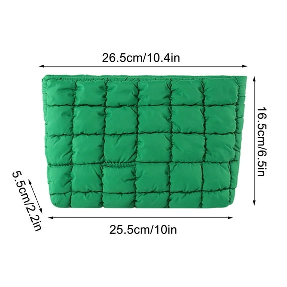 Luoshdecor Puffy Quilted Makeup Bag for Women,Cute Toiletry Checkered Pouch Aesthetic Travel Makeup Brushes Organizer