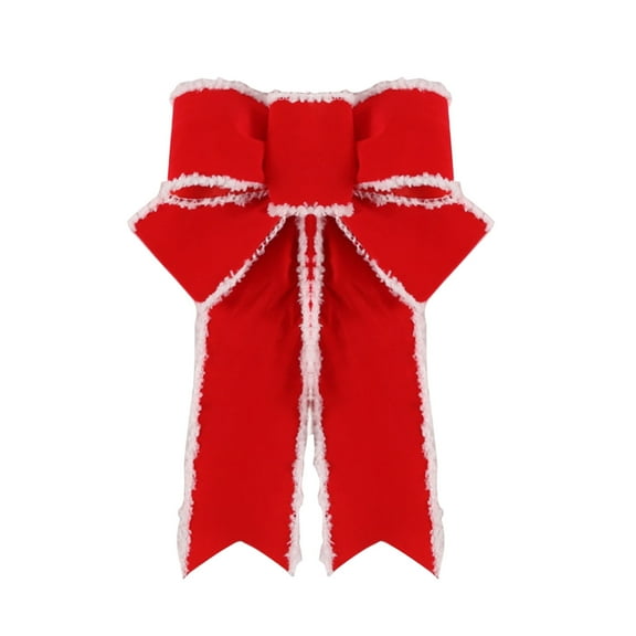 Luoshdecor Red Christmas Bows Outdoor Decorations, Velvet Wreath Bow with Glitter White Edge for Xmas Home Front Door Decor 9.2 in