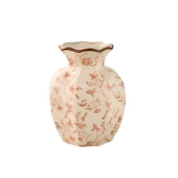 Luoshdecor Red and White Ceramic Vase Chinoiserie Vintage Floral Vase for Kitchen Office Living Room Home Decor