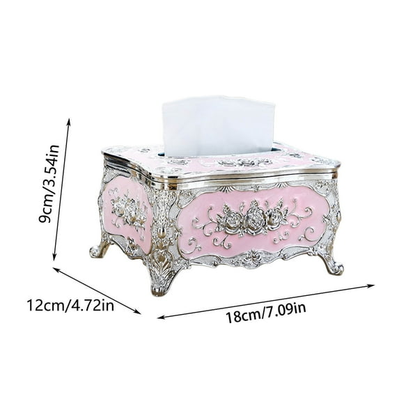 Luoshdecor Rose Tissue Box,Acrylic Rectangle Tissue Box Holder,European Style Rose Tissue Box for Bedroom,Office,Bathroom,Home,Travel