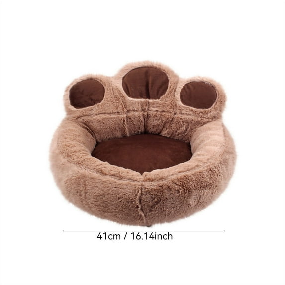 Luoshdecor Round Bolster Pet Bed for Dog or Cat with Flannel Top, Cute Animal Paw Shape Washable Fluffy Pet Bed for Cats or Small Dogs