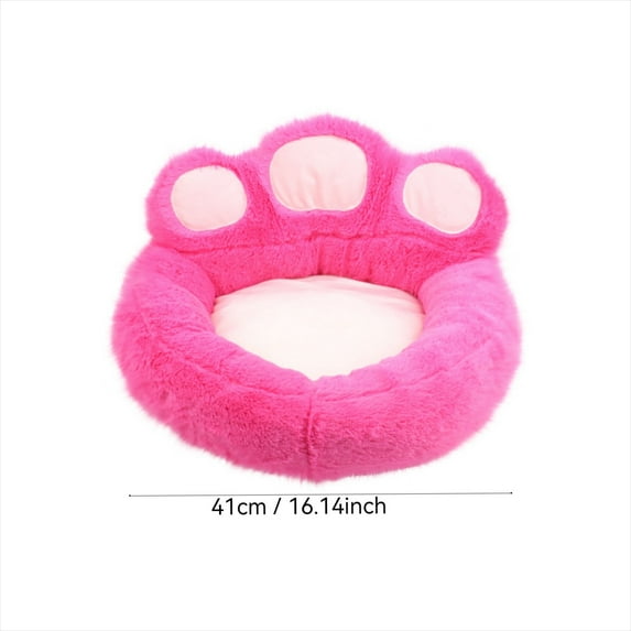 Luoshdecor Round Bolster Pet Bed for Dog or Cat with Flannel Top, Cute Animal Paw Shape Washable Fluffy Pet Bed for Cats or Small Dogs