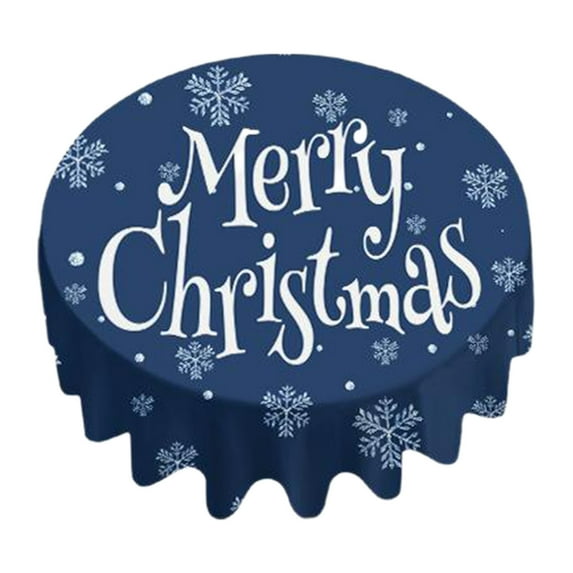 Luoshdecor Round Christmas Tablecloth,Plaid Reindeer Snowflakes Table Cover for Indoor Party Winter Holiday Kitchen Christmas Decorations 60 in