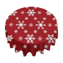 Luoshdecor Round Christmas Tablecloth,Plaid Reindeer Snowflakes Table Cover for Indoor Party Winter Holiday Kitchen Christmas Decorations 60 in