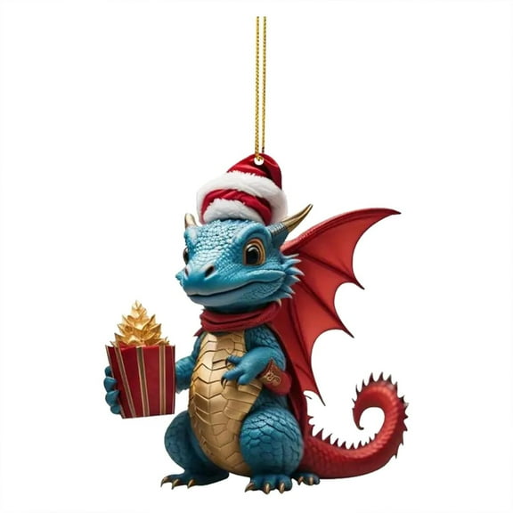 Luoshdecor Santa on Dragon Ornament 2025,Funny Acrylic Santa Claus and Dragon Hanging Decoration for Christmas Tree Home Gift Decor