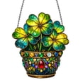 thumbnail image 1 of Luoshdecor Shamrock Suncatcher, Stained Glass Window Hanging Ornament St Patrick's Day Home Garden Kitchen Decorations, 1 of 5