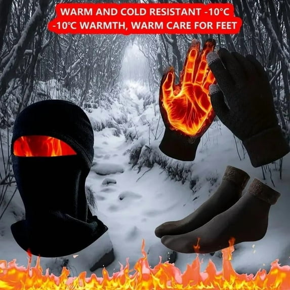 Luoshdecor Ski Mask Set,Winter Thermal Fleece Balaclava Ski Mask ,Gloves, Socks for Men Women