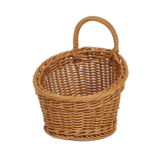 Luoshdecor Small Imitation Rattan Woven Basket Rustic Hanging Storage Basket for Flower Craft Toy Home Decor