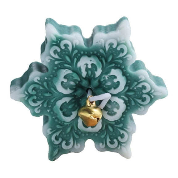 Luoshdecor Snowflake Christmas Scented Candles,Wax Snowflake Shaped Winter Candles with Mini Bell, for Centerpiece Decorations 3 in