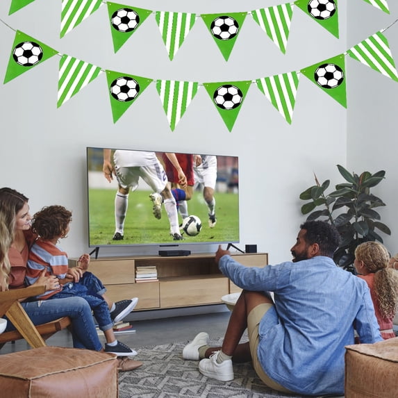 Luoshdecor Soccer Theme Party Banner,Green Soccer Football Birthday Party Decorations for Soccer Game Day Birthday Party Decorations