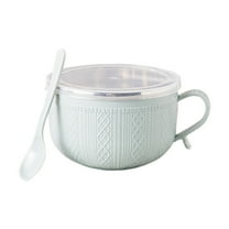 Luoshdecor Soup Bowl with Handle and Scoop ,Stainless Steel Instant Noodles Soup Bowl, for Ramen, Instant Noodle, Soup Container