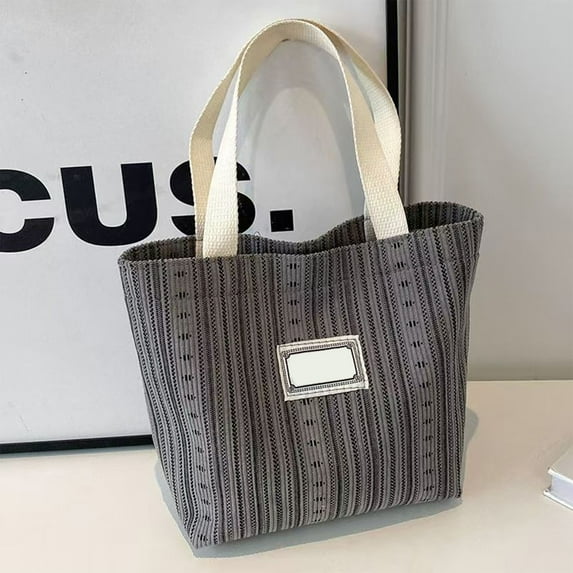 Luoshdecor Stripe Tote Bag for Women,Shoulder Canvas Large Shopping Bag for Beach, Work & Daily Use