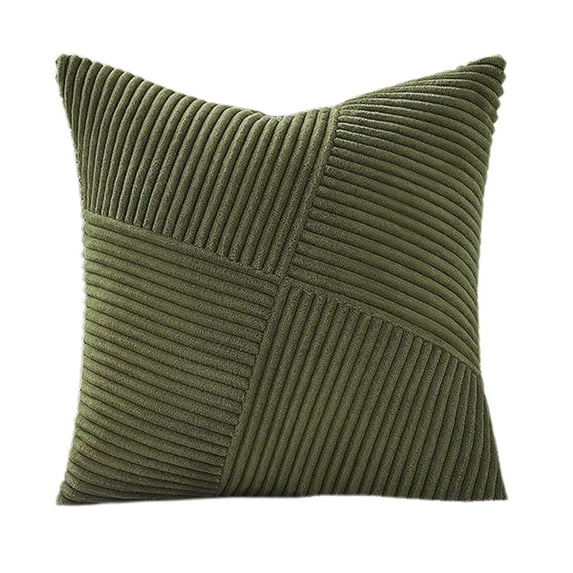 Luoshdecor Striped Corduroy Throw Pillow Covers ,Splicing Super Soft Boho Pillow Covers Broadside Decorative Textured Throw Pillows for Couch Sofa Bed Living Room 18×18 in