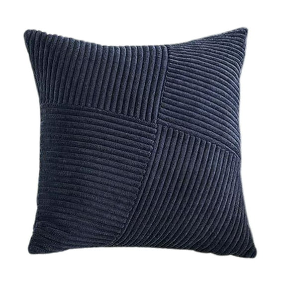 Luoshdecor Striped Corduroy Throw Pillow Covers ,Splicing Super Soft Boho Pillow Covers Broadside Decorative Textured Throw Pillows for Couch Sofa Bed Living Room 18×18 in
