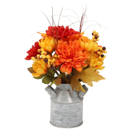 Luoshdecor Sunflowers Artificial Flowers with Pot,Fake Potted Flowers with Sunflower Maple Leaf Fall Flowers Berry Centerpieces for Tables Decor