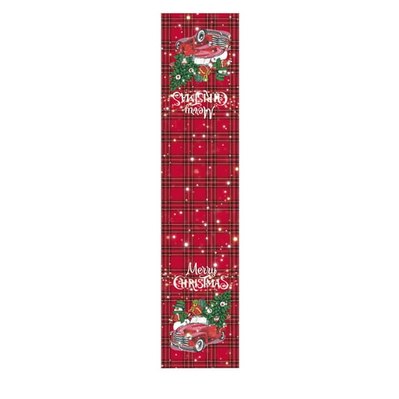 Luoshdecor Table Runner Christmas,Red Snowman Santa Merry Christmas Table Decorations Table Cover for Winter Holiday Kitchen Party