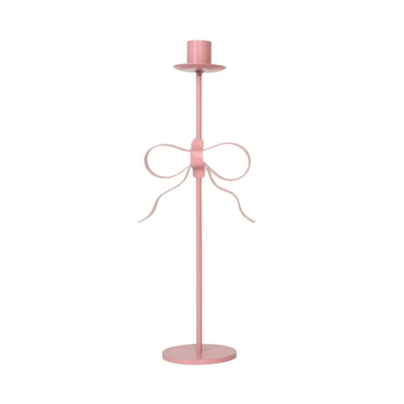 Luoshdecor Taper Candle Holder,Metal Pink Bow Candle Sticks Holder Decor for Dining Christmas Valentine Table Decor 13 in