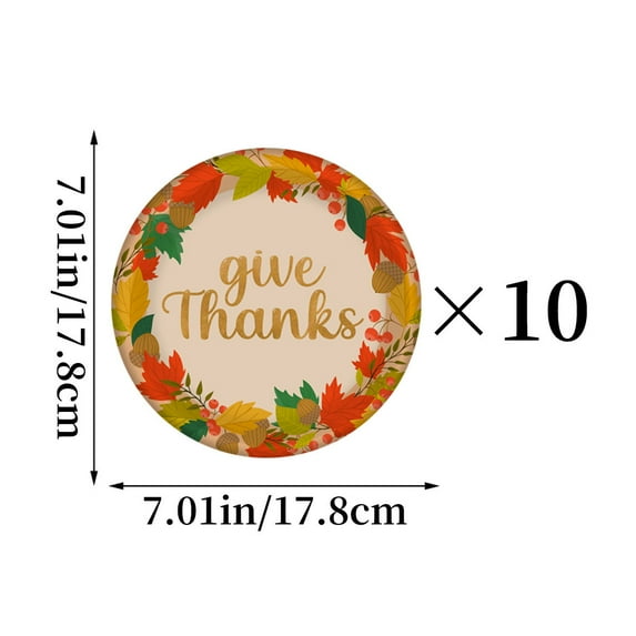 Luoshdecor Thanksgiving Paper Plates 10Pcs ,Autumn Harvest Disposable Dinnerware,Vintage Autumn Decorative Tableware for Home Party Decor