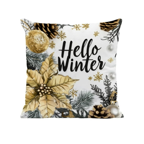 Luoshdecor Throw Pillow Cover 18x18 in,Merry Christmas Gold Glittering Throw Pillow Case for Sofa Living Room Couch Bed