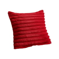 Luoshdecor Throw Velvet Pillow Covers，Faux Fur Stripe Square Throw Pillow Covers for Christmas Sofa Bed Living Room Decorations 18x18 in