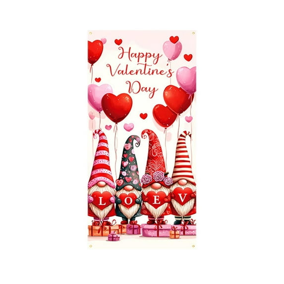 Luoshdecor Valentine’s Day Door Cover,35x70 in Love Heart Door Banner Romantic Scene Decoration for Front Door Indoor Outdoor Valentine Party