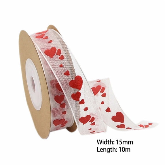 Luoshdecor Valentine's Day Heart Ribbons,Heart Satin Ribbons for Valentines Gift Wrapping Crafts Flower Bouquet Candy Decoration