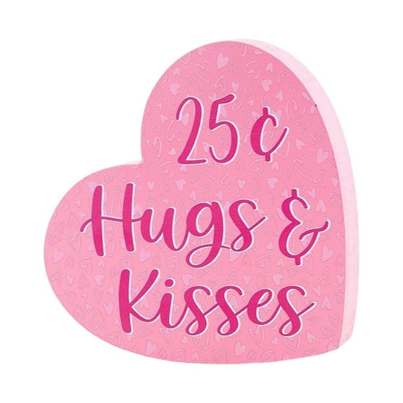 Luoshdecor Valentine's Day Wooden Heart Decor,Red & Pink Romantic Wood Tabletop Block Sign for Wedding Valentine Party