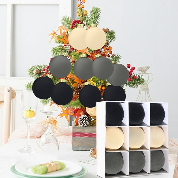 Luoshdecor Velvet Ornaments for Christmas Tree,9Pcs Vintage Neutral Christmas Ornaments Hanging for Xmas Tree Holiday Decor