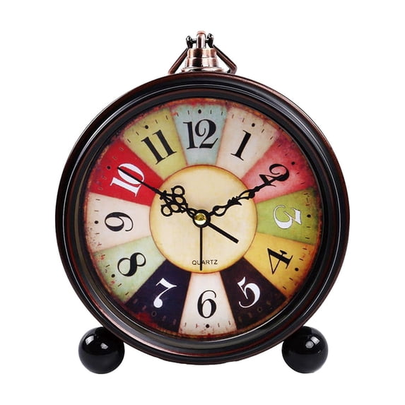 Luoshdecor Vintage Analog Alarm Clock,5.3 in Small Silent Desk Clock,Battery Operated for Table, Shelf ,Bedroom,Indoor Decor
