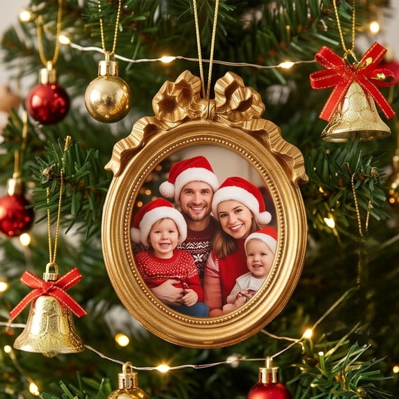 Luoshdecor Vintage Picture Frame,Lightweight Eazy to Use and Replace Photos,Suitable Hanging Decor for Xmas Tree,Wall & Window,3.9 Inch