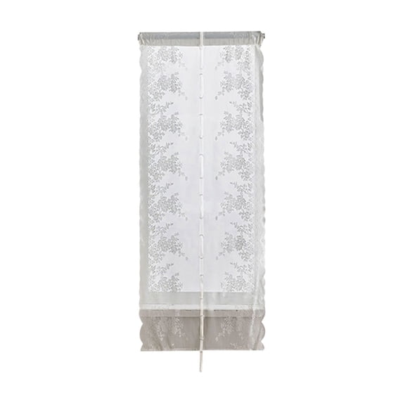 Luoshdecor White Lace Semi Sheer Curtains,Ruffled Floal Light Filtering Sheer Curtain for Bedroom Living Room Windows Decoration