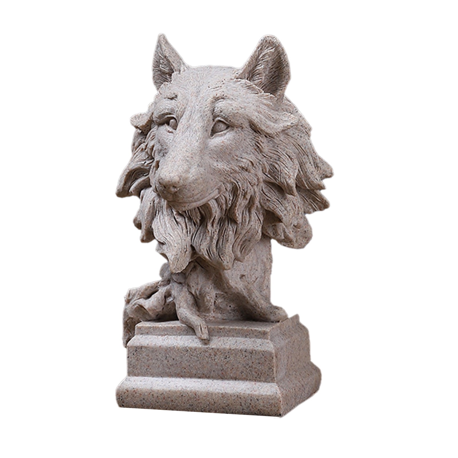 Gold Wolf Head Bust Sculpture - Resin Animal Statue For Home Office Decor