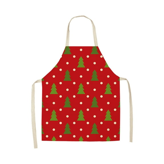 Luoshdecor Winter Apron,Plaid Elk Tree Apron for Adult Christmas Aprons with Strap for Kitchen Party Cooking 26.8 in