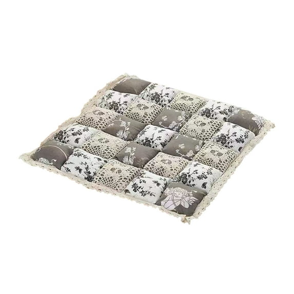 Luoshdecor Winter Square Chair Cushion,Quilted No Slip Lace Trim Chair Cushion Floral Seat Pad for Kitchen Chairs Office Graden