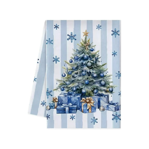 Luoshdecor Winter Wonderland Dish Towels,Blue Snow Man Forest Kitchen Towels ,24x16 Inch Hand Towels for Christmas ,Winter Decor