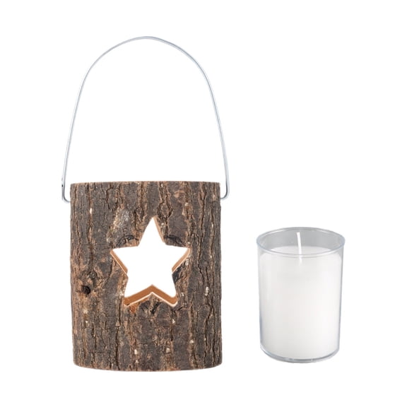 Luoshdecor Wood Candle Holder Set, Rustic Wood Tea Light Holder with Candle Cup, Soft Ambient Lighting for Wedding Party Xmas Home Decor