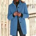 thumbnail image 1 of Luowei Winter Thermal Christmas Jackets, Blue Long Sleeve Christmas Fashion Jacket, Womens Wool Cardigan Coats With Pockets Ladies Lapel Long Jacket Coat Fashion Solid Casual Open Front Outerwear,, 1 of 5