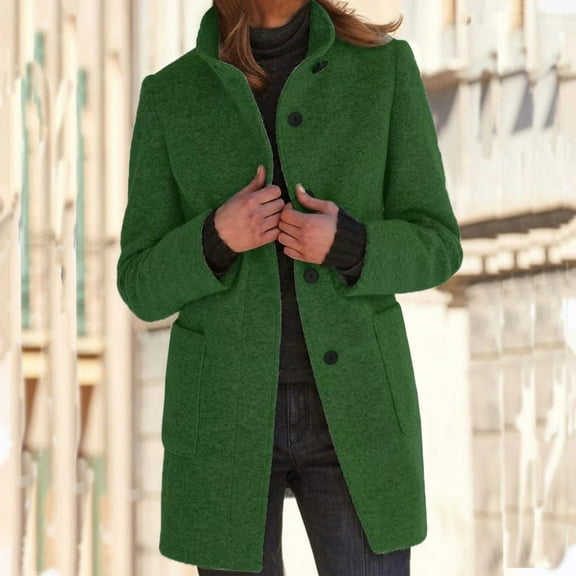 Luowei Christmas Women's Blazers, Green Loose Casual Christmas Jackets, Womens Wool Cardigan Coats With Pockets Ladies Lapel Long Jacket Coat Fashion Solid Casual Open Front Outerwear, XL