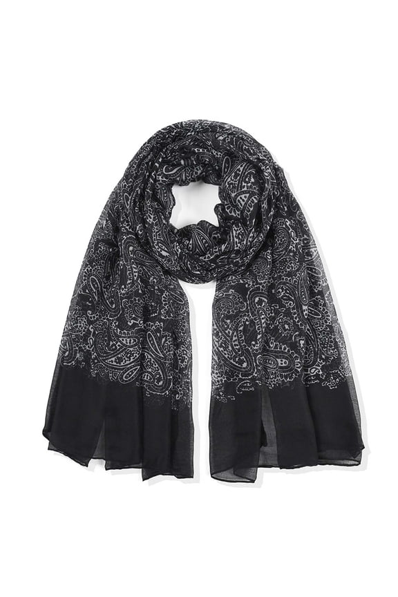 Fashion Winter Scarf, Black Winter Thermal Christmas Scarf, Women Fashion Cashew Printing Paris Gauze Scarf Tie Scarf Prevents Basks In Cape Large Scarf, One Size