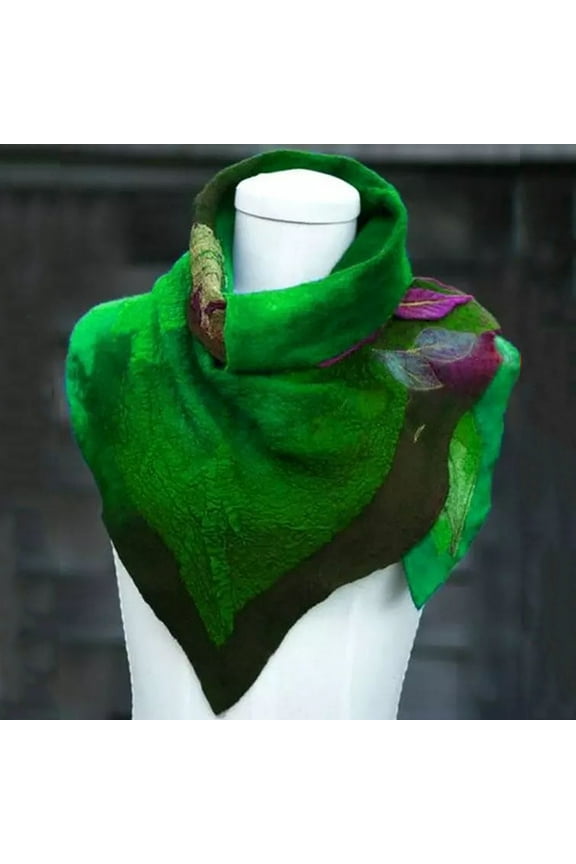 Fashion Winter Scarf, Green Winter Thermal Christmas Scarf, Women Lady Folk-Custom Print Tassel Square Scarf Wrap Shawl Travel Scarve, One Size