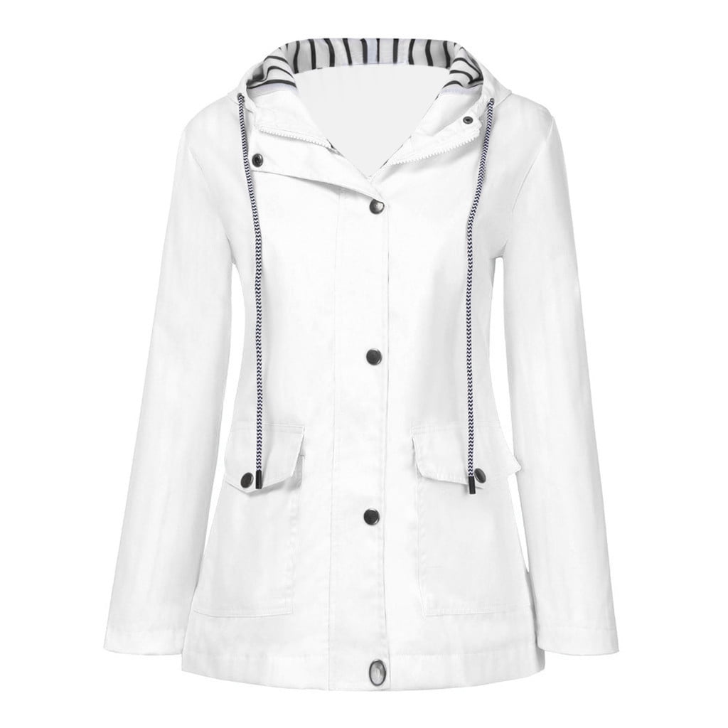 Luowei Long Sleeve Christmas Coat, White Loose Casual Christmas Coats