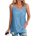 thumbnail image 1 of Luowei Sequin Tops for Women V Neck Tank Tops Sparkly Club Night Concert Outfits, Blue, S, 1 of 9