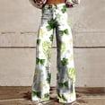 thumbnail image 1 of Luowei Wide Leg Pants Woman High Waist Floral Patterned Pants Lightweight Loose Fit Casual Colorful Trouser Imitation Jeans, Beige, 3XL, 1 of 4