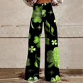 thumbnail image 1 of Luowei Wide Leg Pants Woman High Waist Floral Patterned Pants Lightweight Loose Fit Casual Colorful Trouser Imitation Jeans, Black, XL, 1 of 4
