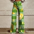 thumbnail image 1 of Luowei Wide Leg Pants Woman High Waist Floral Patterned Pants Lightweight Loose Fit Casual Colorful Trouser Imitation Jeans, Green, XXL, 1 of 4